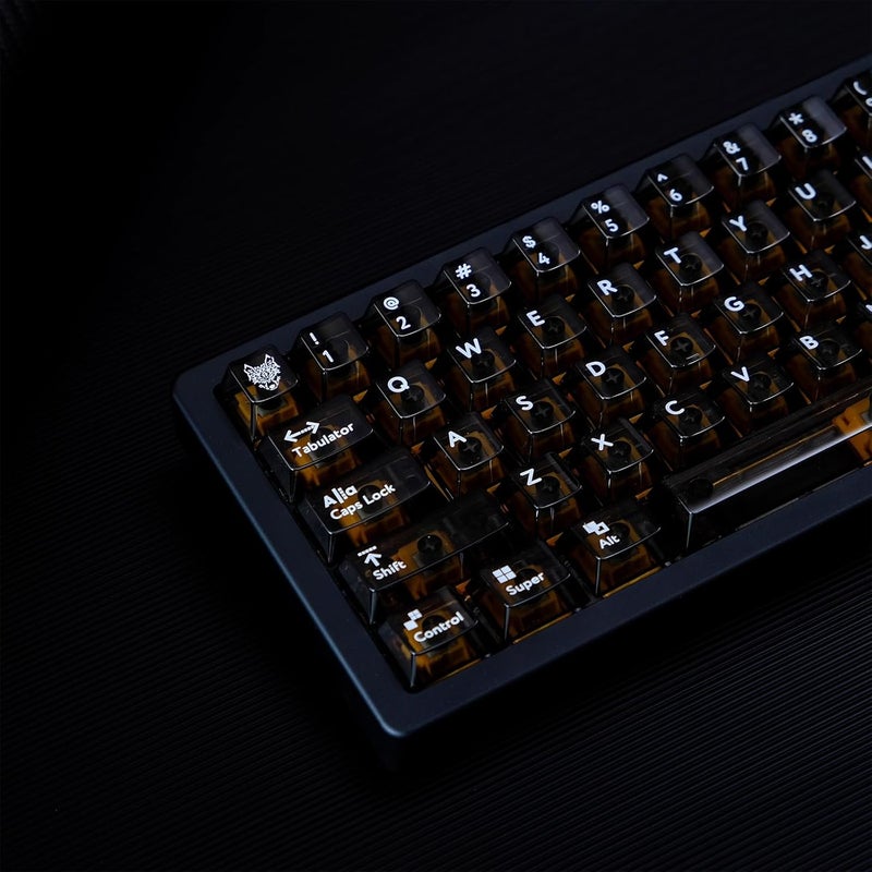Sumgsn 114 Keys Black Transparent Keycaps PC Cherry Profile UV Print Keycap Set Fit for 60% 65% 75% Mechanical Keyboard Cherry Mx Switches - Image 1